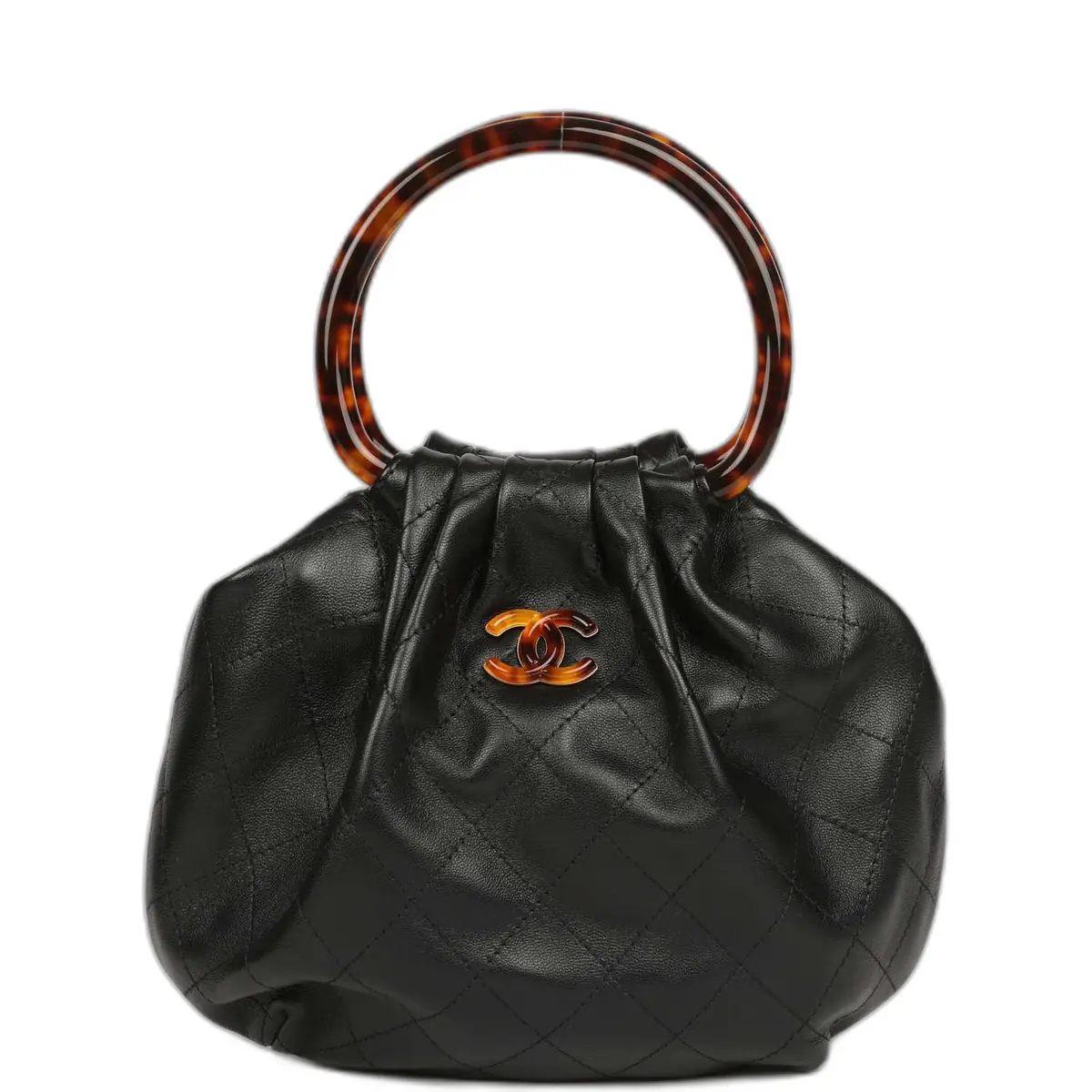 Chanel Chanel Small Pouch Black Shiny Lambskin Tortoiseshell Hardware