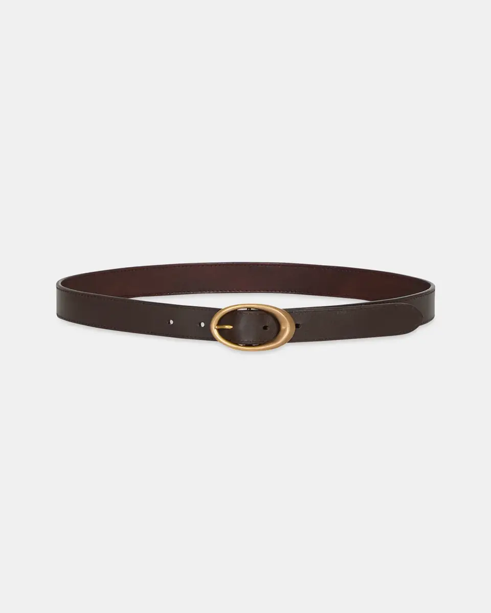 TWP BELT/NARROW LEATHER W GOLD HARDWARE