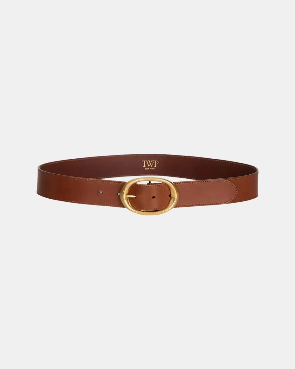 TWP BELT/WIDE LEATHER W GOLD HARDWARE