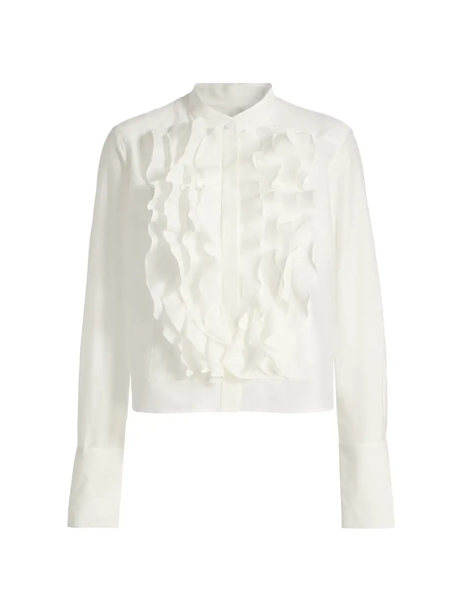 TWP SHIRT/PATTI LS RUFFLE IN COTTON SILK