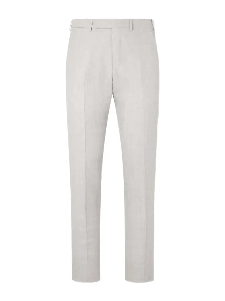 Zegna Slim-Fit Tapered Pleated Wool, Linen and Silk-Blend Suit Trousers - Men