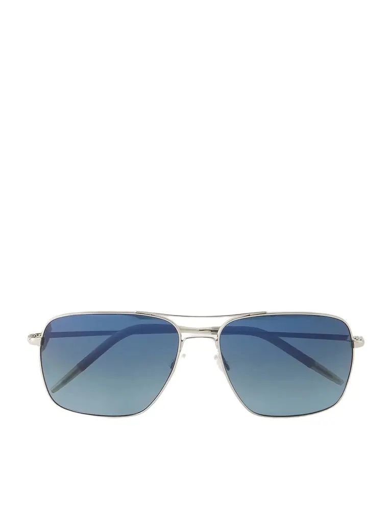 Oliver Peoples Clifton 58 Aviator-Style Silver-Tone Sunglasses - Men