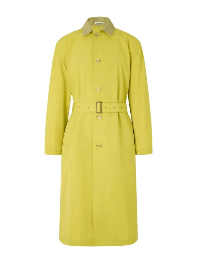 Auralee Belted Leather-Trimmed Wool-Canvas Trench Coat - Men