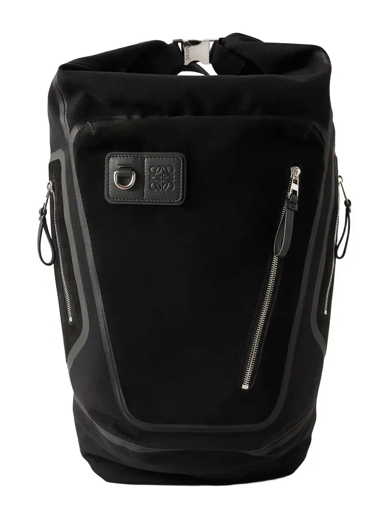 Loewe Flex Logo-Embossed Suede and Canvas Backpack - Men