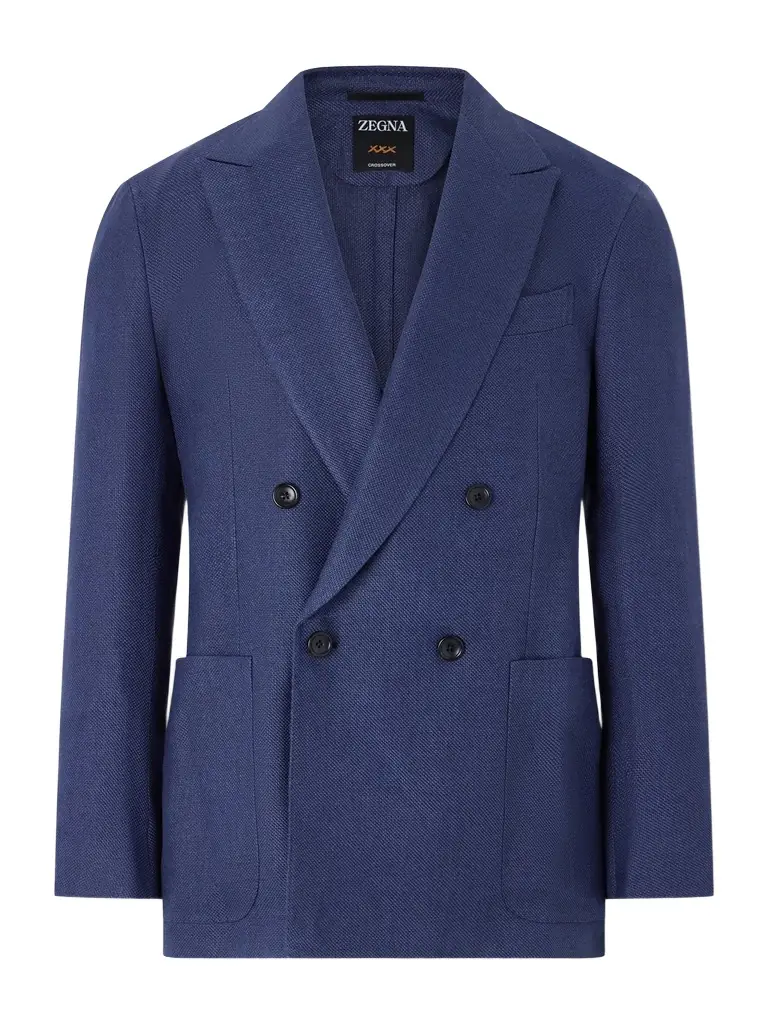 Zegna Double-Breasted Linen, Wool and Silk-Blend Blazer - Men