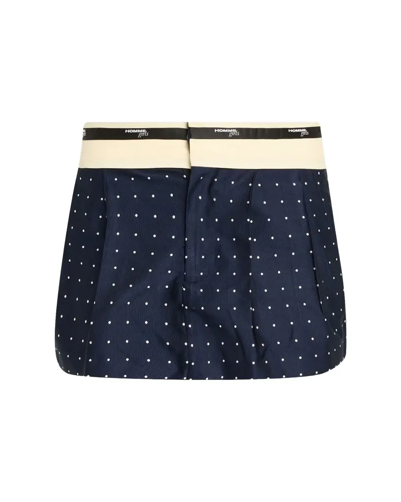 HOMMEGIRLS Flip Waist Polka-Dot Twill Micro Skirt