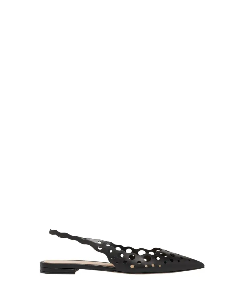 Gianvito Rossi Perforated Nappa Leather Slingback Flats