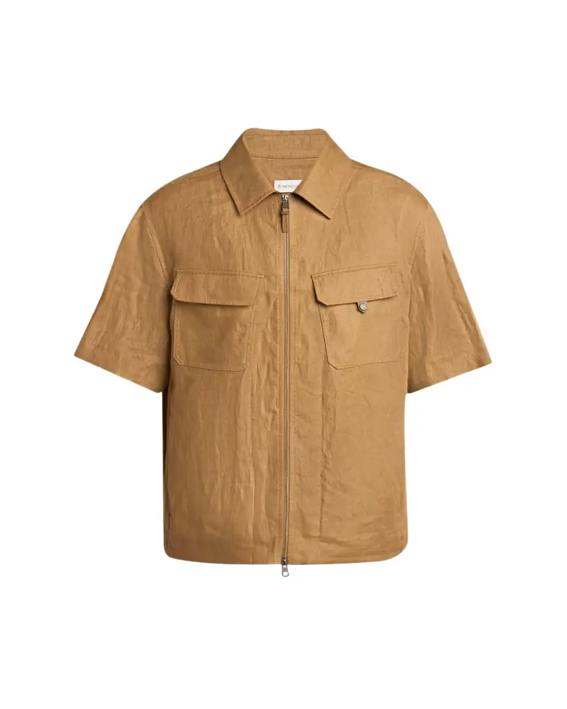Moncler Men's Flax hort-leeve Utility hirt - Women's Clothing