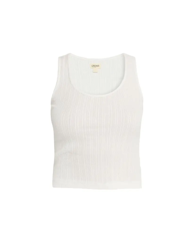 L'Agence Adira Pointelle Scoop-Neck Tee