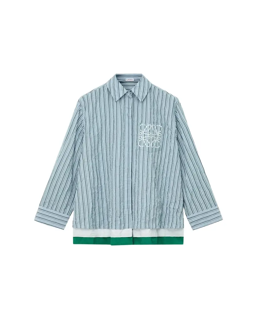 Loewe Striped Crinkled Cotton Button-Down Shirt
