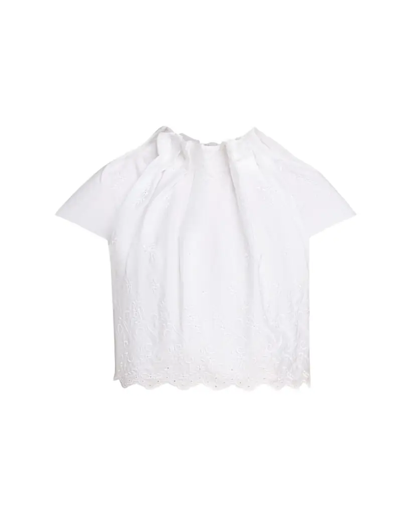 Simone Rocha Eyelet Embroidered Sculpted-Neck Cap-Sleeve Top