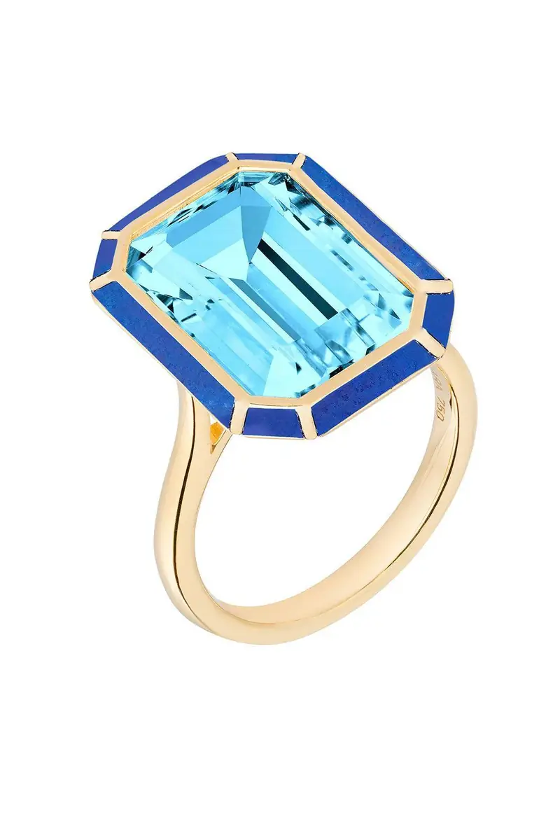 GOSHWARA Blue Topaz Lapis Melange Ring