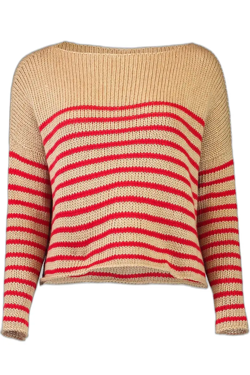 LOUIZA BABOURYAN Boat Neck Striped Sweater