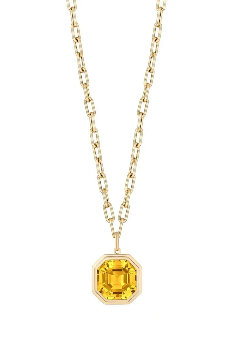 GOSHWARA Citrine Asscher Manhattan Pendant Necklace