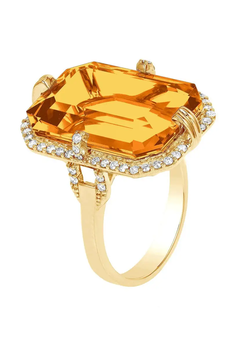 GOSHWARA Citrine Diamond Gossip Ring