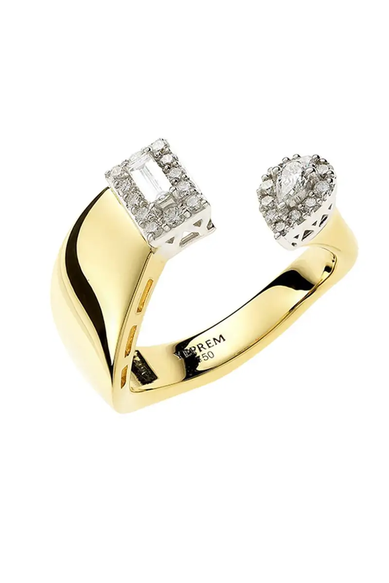 YEPREM Diamond Baguette Stackable Open Strada Ring