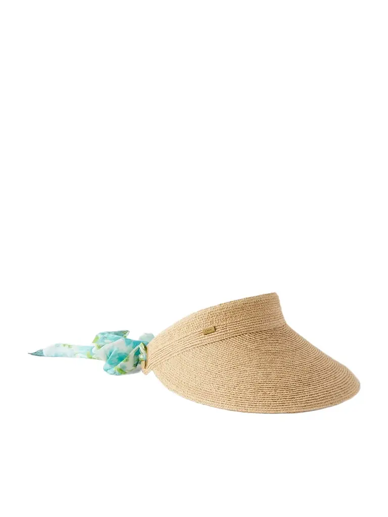 Chloé Printed Silk-trimmed Woven Raffia Sunhat