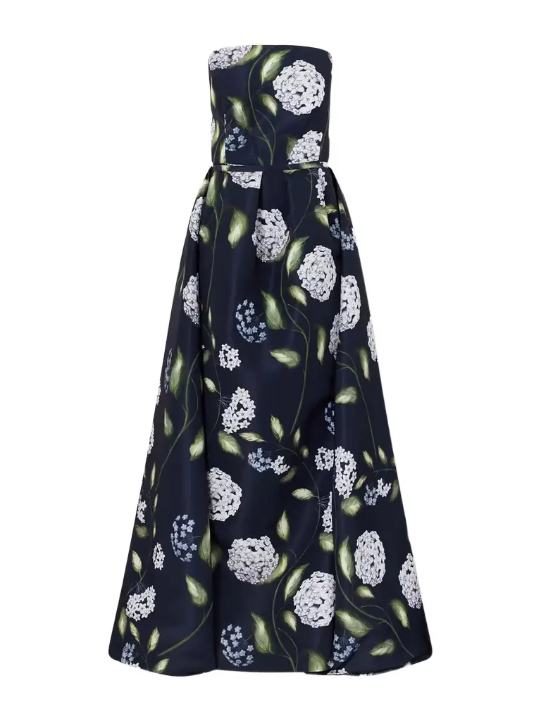Oscar de la Renta Floral-print Twill Gown