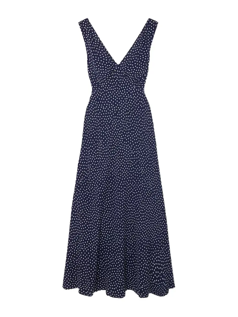 Rixo Sandrine Polka-dot Crepe Midi Dress