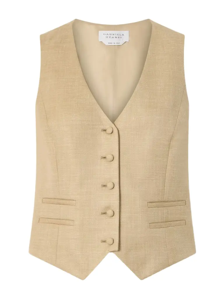 Gabriela Hearst Coleridge Wool, Silk And Linen-blend Twill Vest