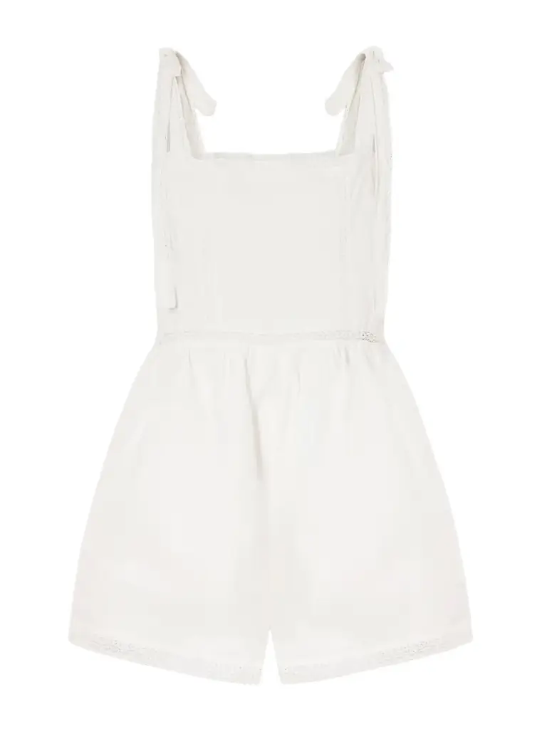 Faithfull Emilia Lace-trimmed Cotton Playsuit