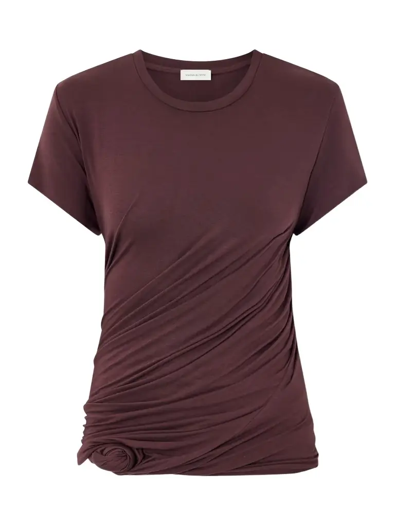 Magda Butrym Gathered Cotton-blend T-shirt
