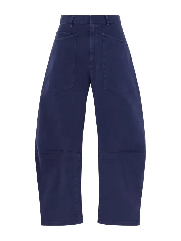 Nili Lotan Shon Cotton-blend Twill Barrel-leg Pants