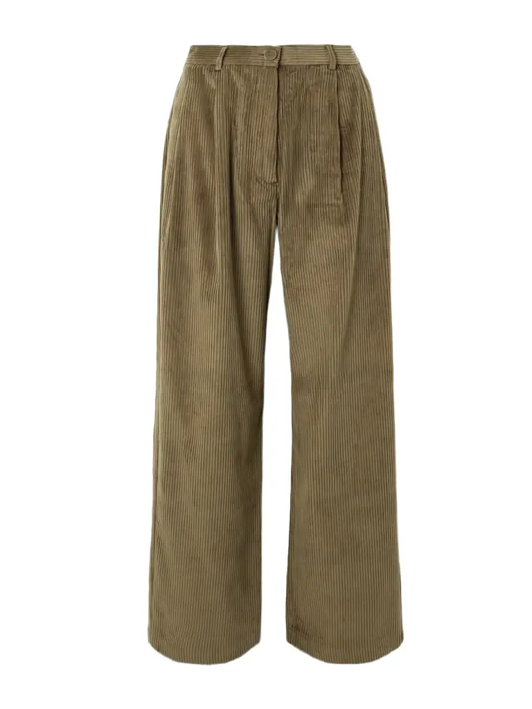 The Frankie Shop Norstrand Pleated Cotton-corduroy Straight-leg Pants