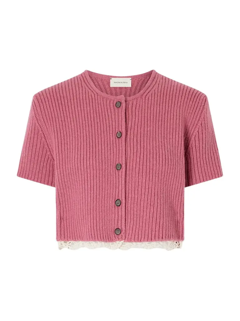 Magda Butrym Cropped Crochet-trimmed Cashmere Cardigan