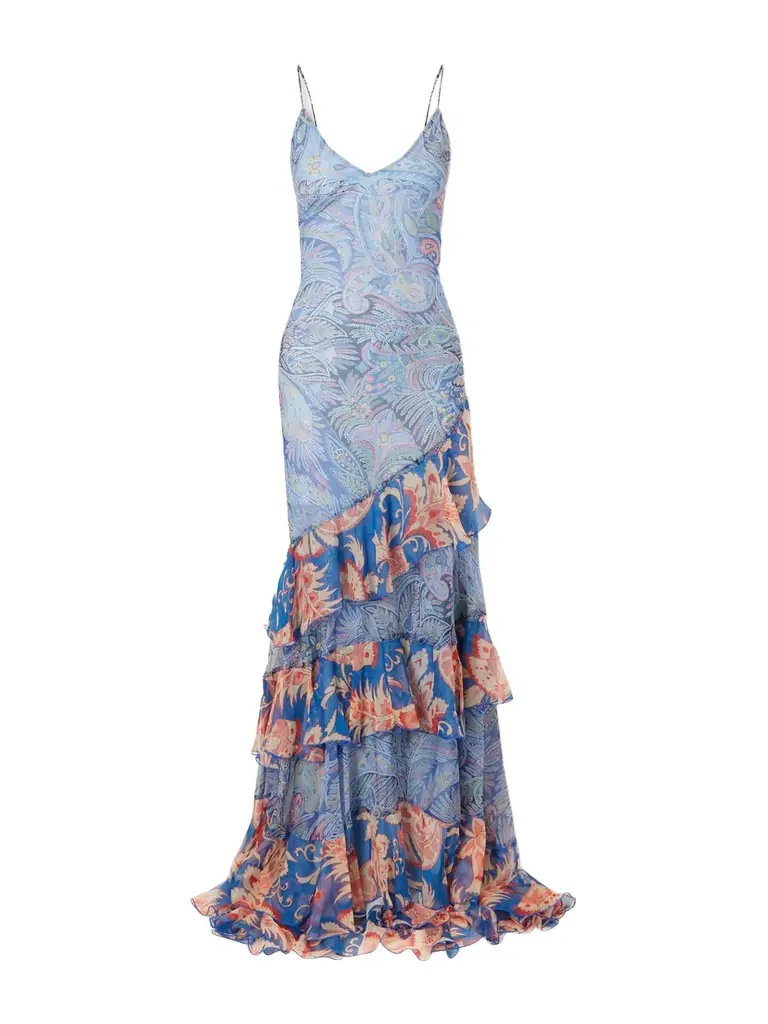Etro Ruffles Tiered Paisley And Floral-print Silk-chiffon Maxi Dress