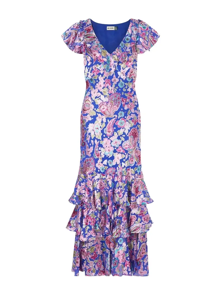 Rixo Amelle Tiered Floral-print Devoré Maxi Dress