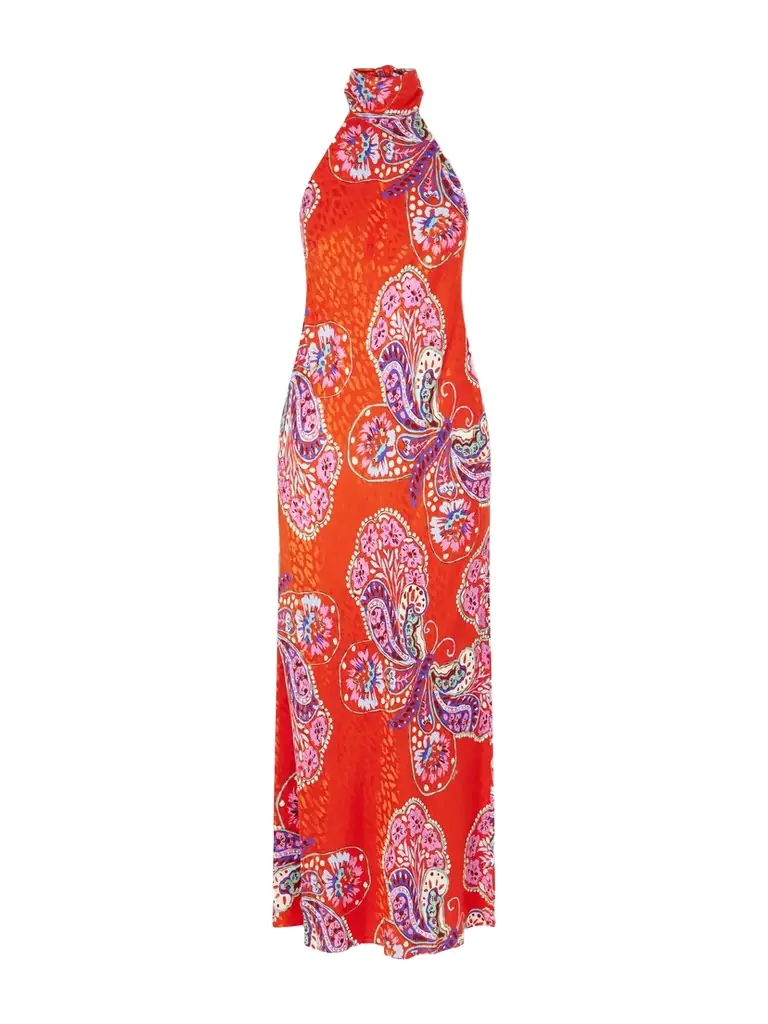 Rixo Maura Printed Satin Midi Dress
