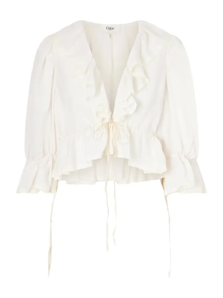 Chloé Lace-trimmed Ruffled Silk-georgette Blouse