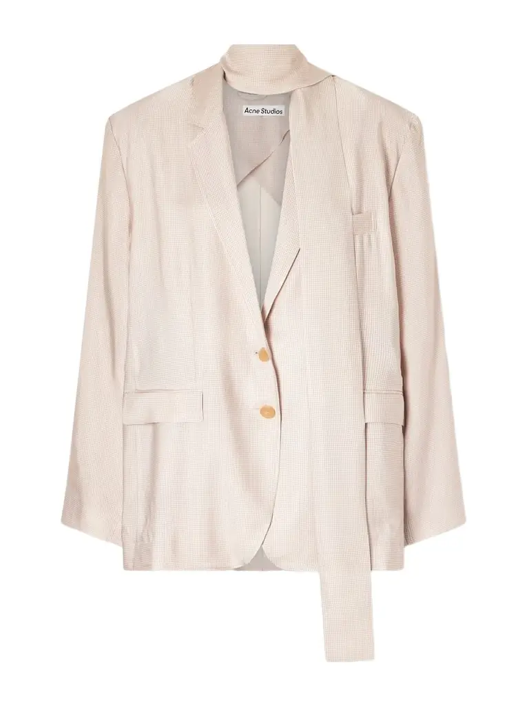 Acne Studios Oversized Scarf-detailed Checked Twill Blazer