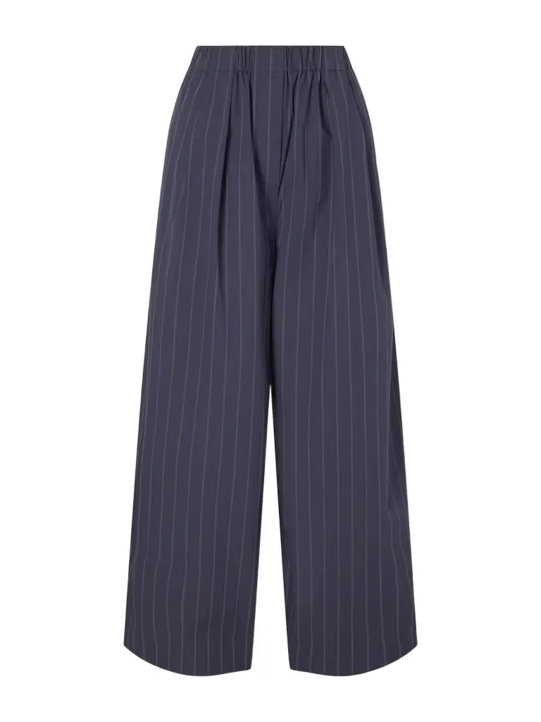 St. Agni Pleated Pinstriped Cotton-blend Wide-leg Pants