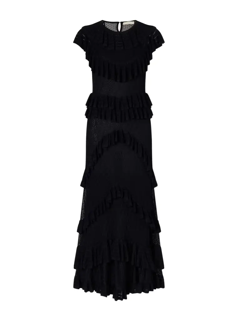 Ulla Johnson Magnolia Ruffled Crocheted Midi Dress