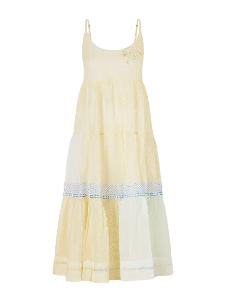 Eka Ikumi Tiered Printed Cotton- Kota Midi Dress