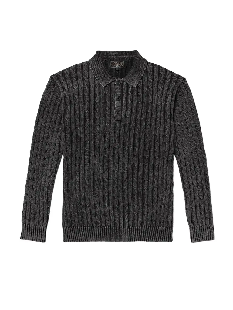 Beams Plus Cable-Knit Cotton Polo Shirt - Men