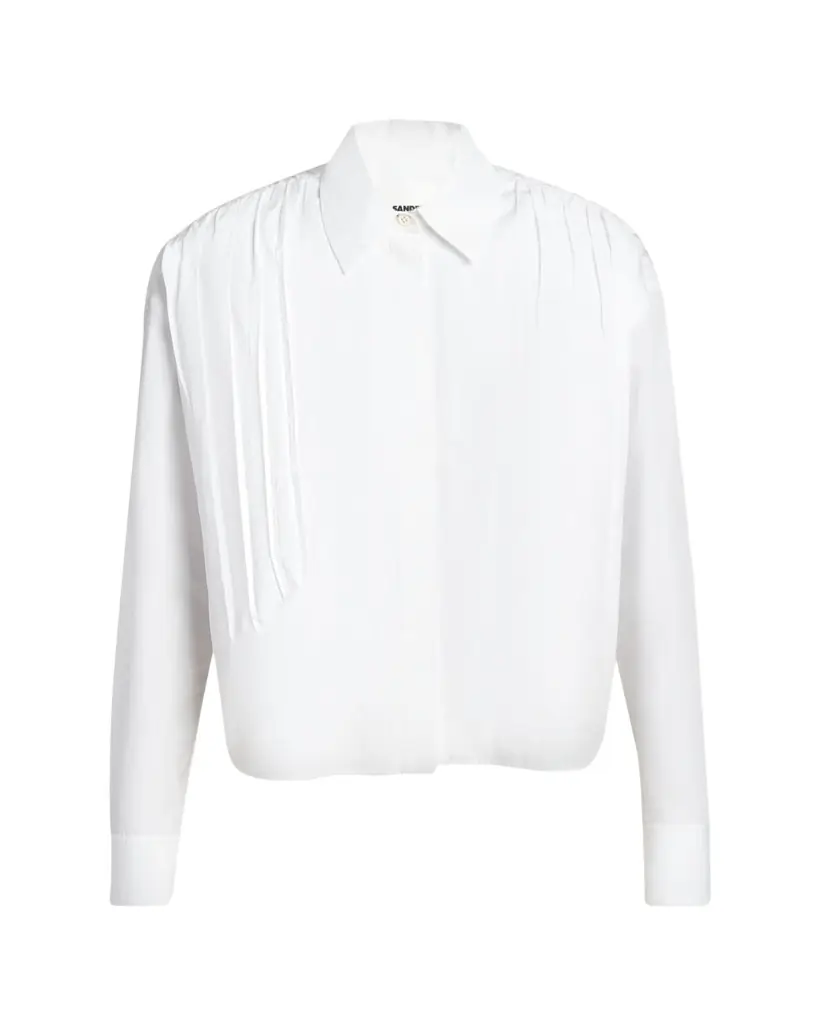 Jil Sander Gathered Shoulder Cotton Poplin Button-Down Shirt