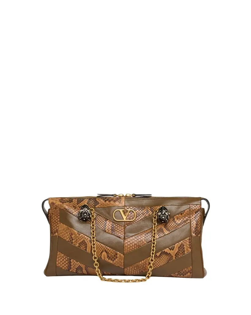 Valentino Garavani Panthea Medium Patchwork Chevron Shoulder Bag