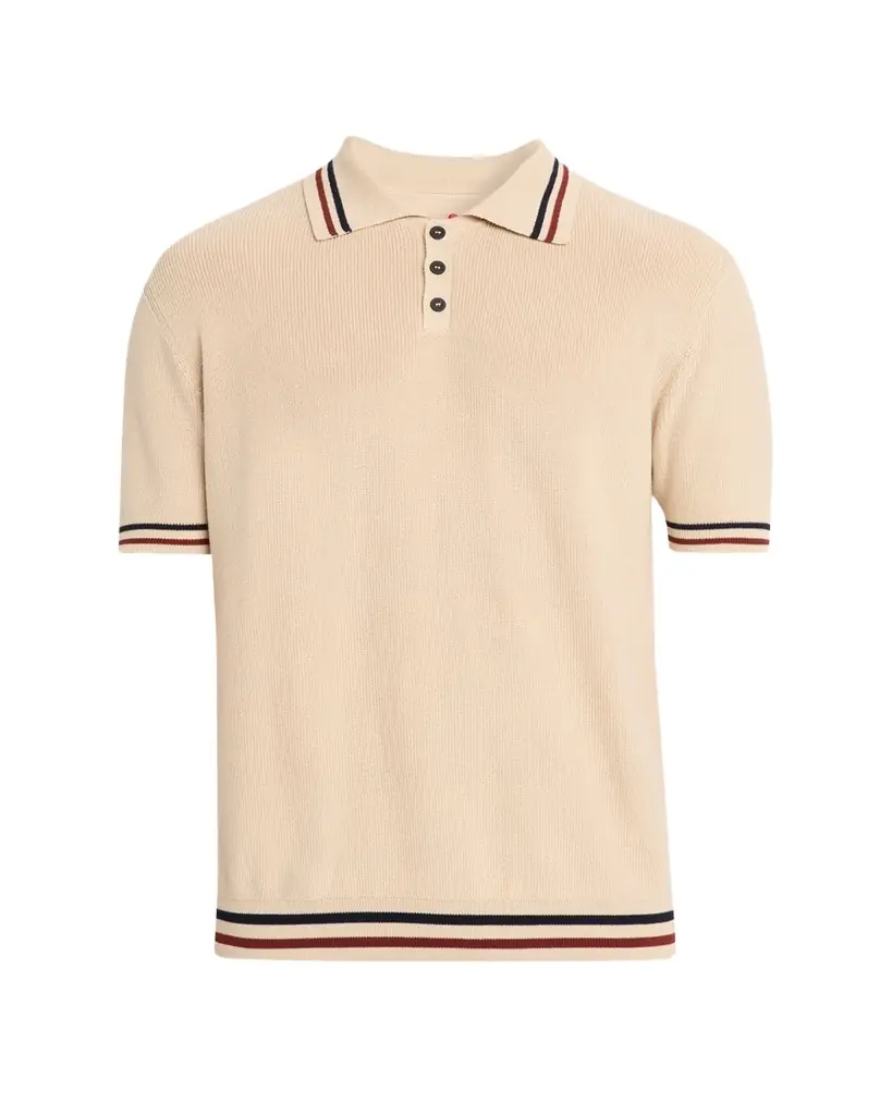 Kiton Men's Double-Stripe Trim Cotton Knit Polo Shirt