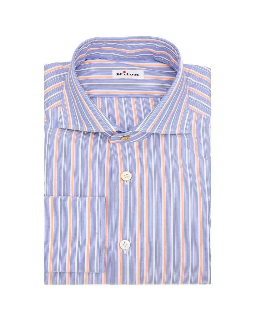 Kiton Men's Variegated Stripe Cotton Dress Shirt