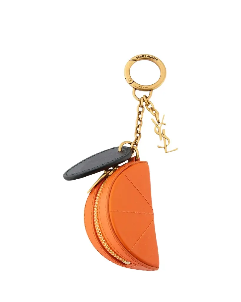 Saint Laurent Orange Wedge Key Ring Charm