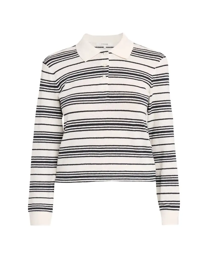 FRAME The Stripe Long-Sleeve Polo