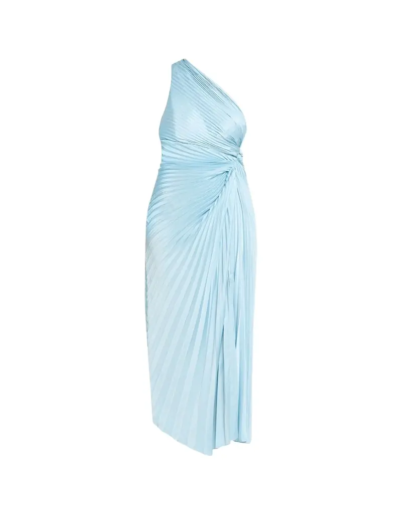 A.L.C. Lara Pleated One-Shoulder Satin Midi Dress