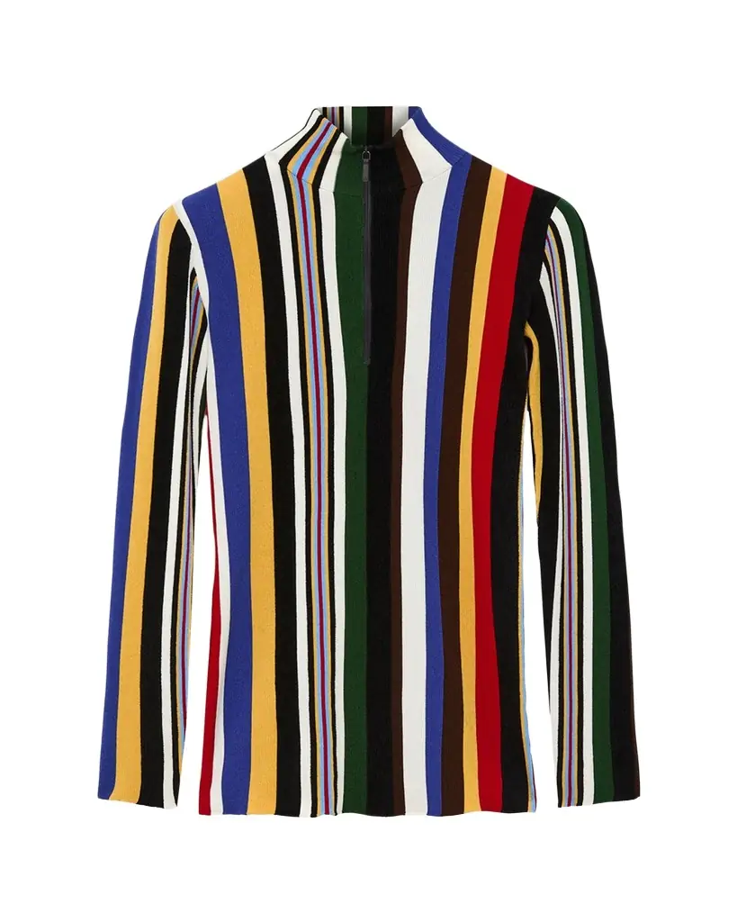 Loewe Striped Rib Quarter-Zip Top