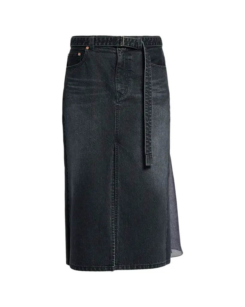 SACAI Godet Denim Midi Skirt