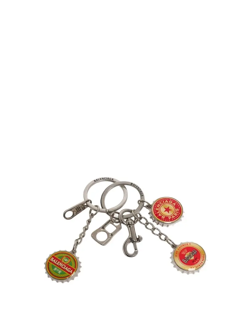 Balenciaga Men's Beer Cap Logo Keychain