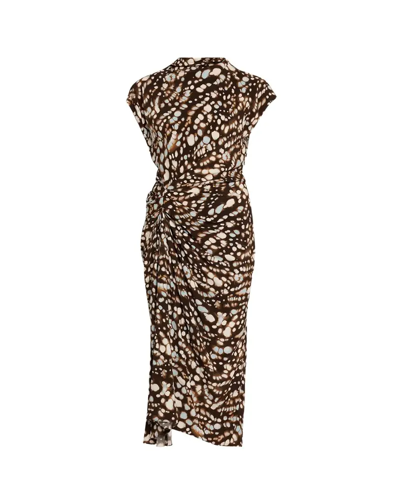 A.L.C. Alma Ruched Viscose Twill Midi Dress