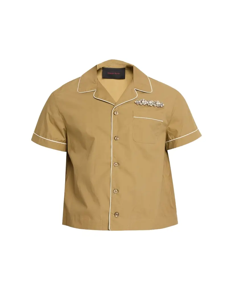 Simone Rocha Men's Embellished Fitted Piped Shirt
